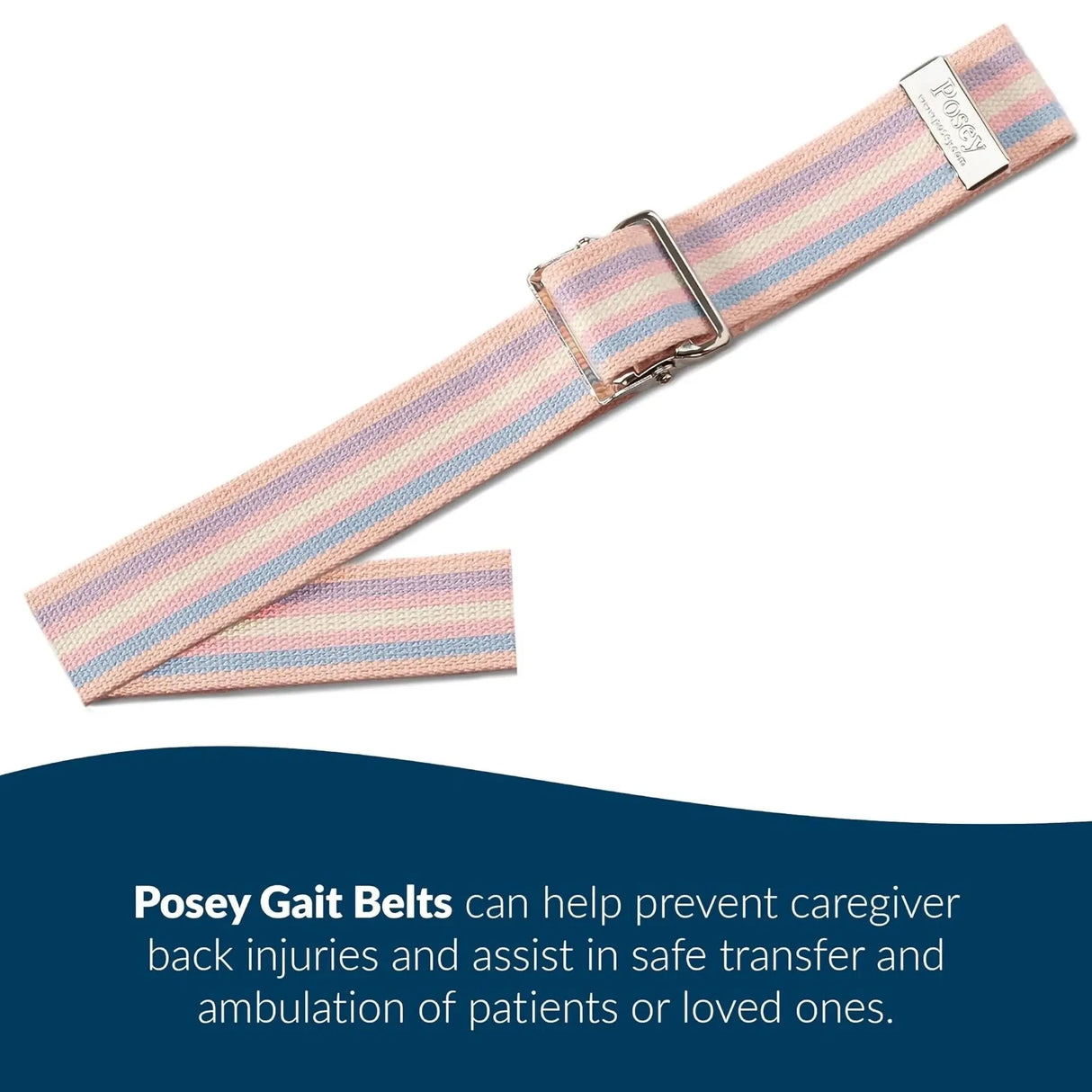 Posey® Gait Belt, Nickel Buckle, Pastel Striped, 54-Inch Length Posey®