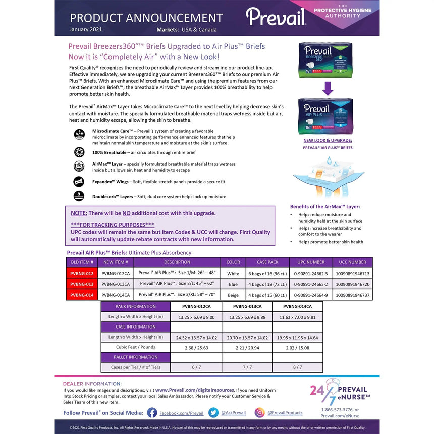 Prevail® Air Plus™ Daily Briefs, Size 2 Prevail® Air Plus™