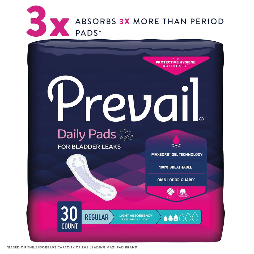 Prevail® Daily Pads Light Absorbency Bladder Control Pad, 9¼ Inch - getMovility
