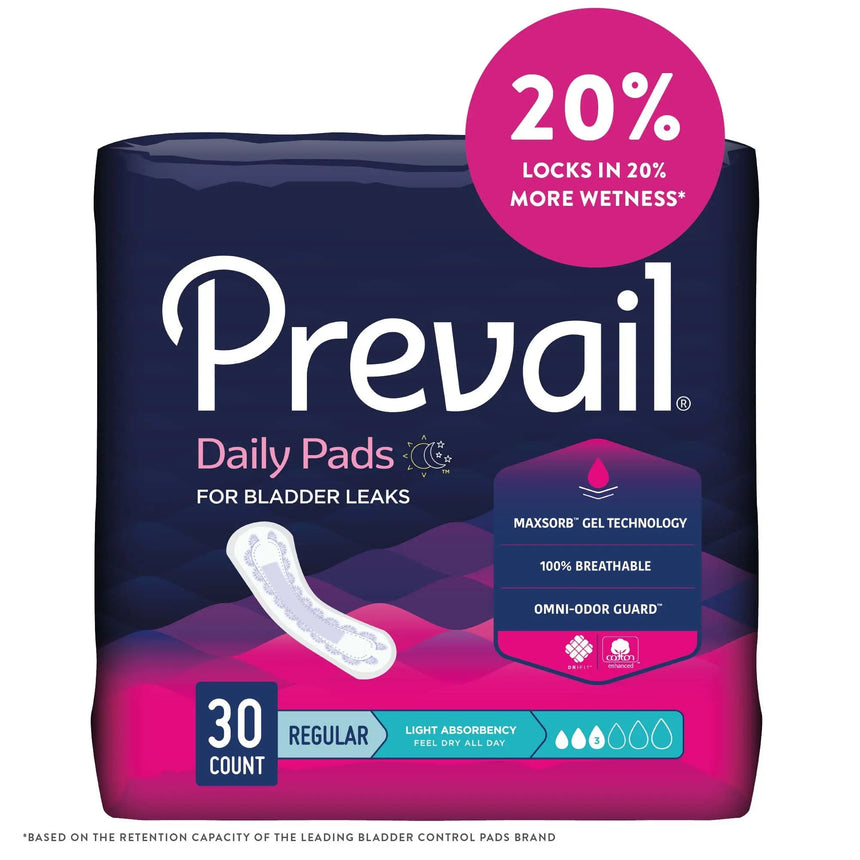 Prevail® Daily Pads Light Absorbency Bladder Control Pad, 9¼ Inch - getMovility