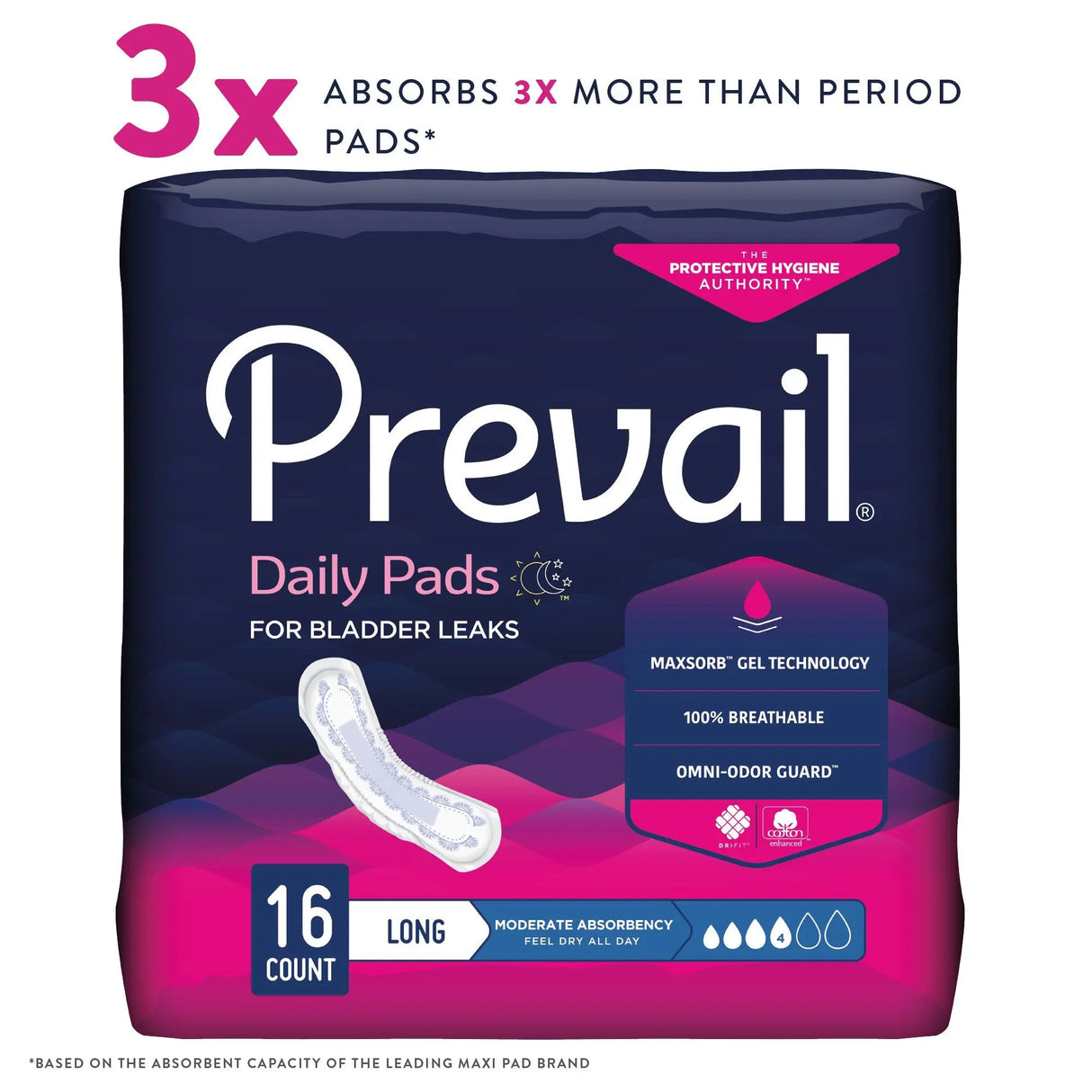 Prevail® Daily Pads Moderate Bladder Control Pad, 11-Inch Length - getMovility