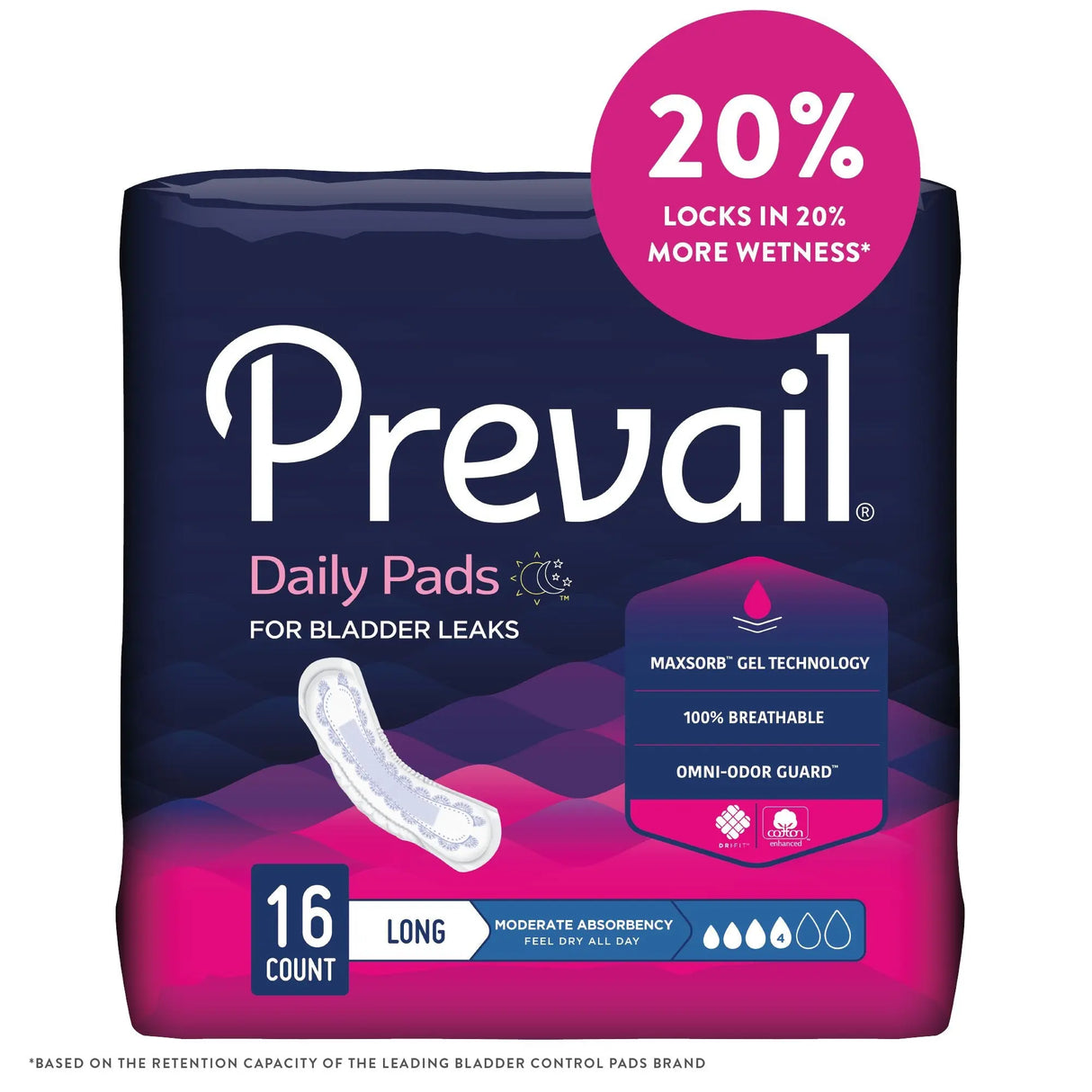 Prevail® Daily Pads Moderate Bladder Control Pad, 11-Inch Length - getMovility