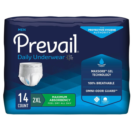 Prevail® Daily Underwear Maximum Absorbent Underwear, Extra Extra Large Prevail® Men's Daily Underwear