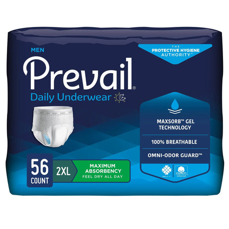 Prevail® Daily Underwear Maximum Absorbent Underwear, Extra Extra Large Prevail® Men's Daily Underwear