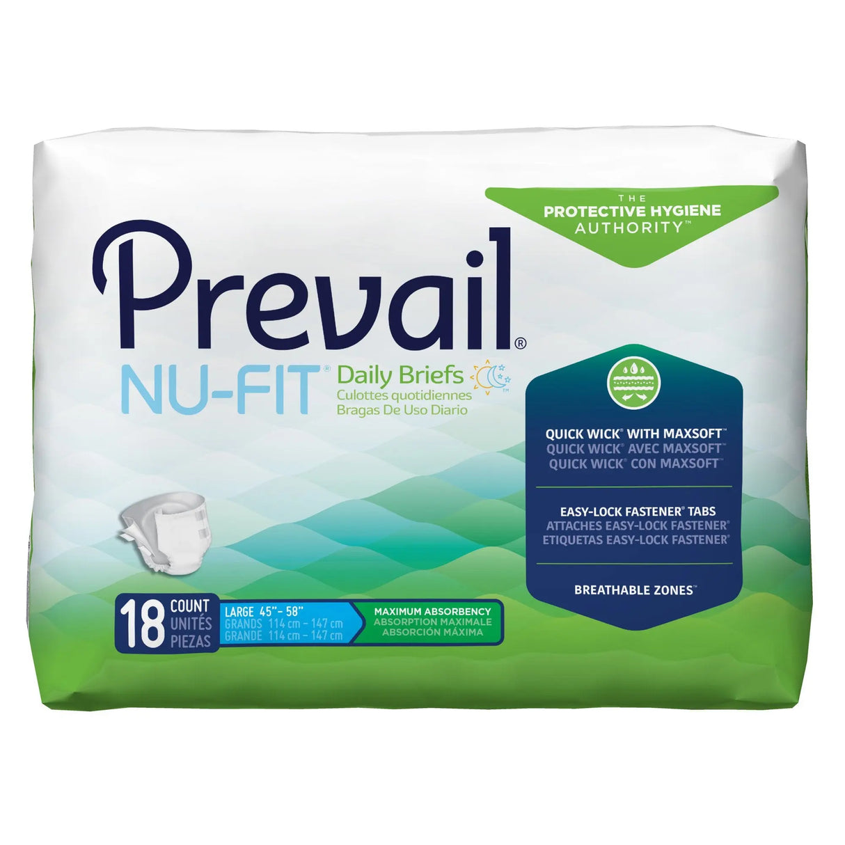 Prevail® Nu-Fit® Maximum Incontinence Brief, Large Prevail® Nu-Fit®