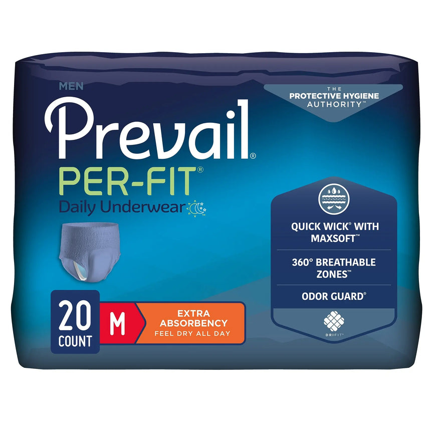 Prevail® Per-Fit® Men Adult Moderate Absorbent Underwear, Medium, White Prevail® Per-Fit® Men