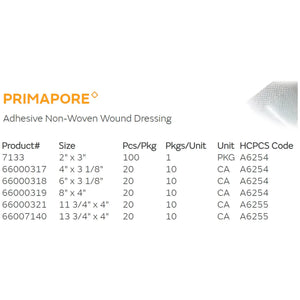 Primapore White Adhesive Dressing, 2 x 3 Inch Primapore