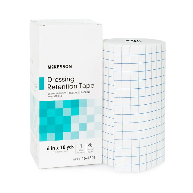 McKesson Nonwoven Fabric / Printed Release Paper Dressing Retention Tape, 6 Inch x 10 Yard, White McKesson