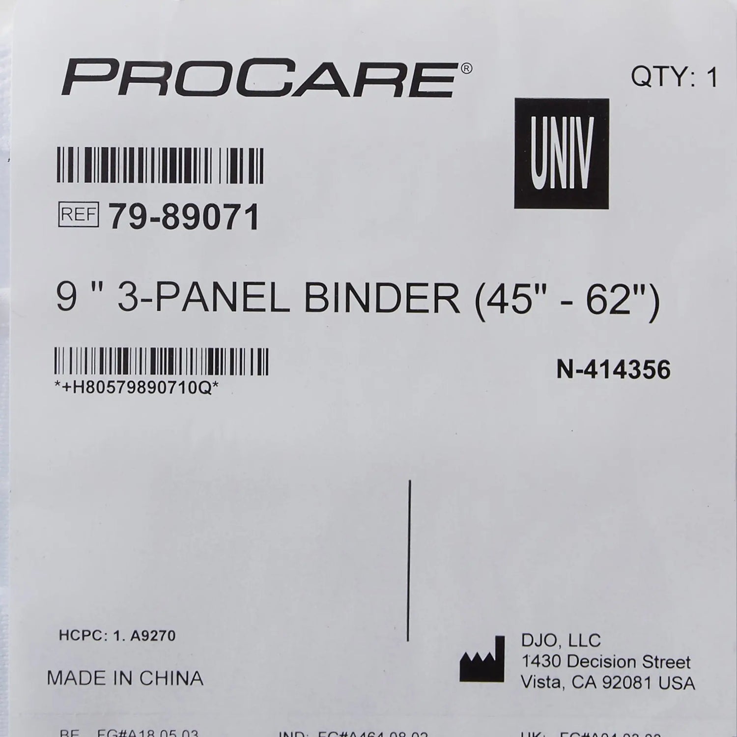 ProCare® 3-Panel Abdominal Support, One Size Fits 45 - 62 Inch Waists, 9-Inch Height - getMovility