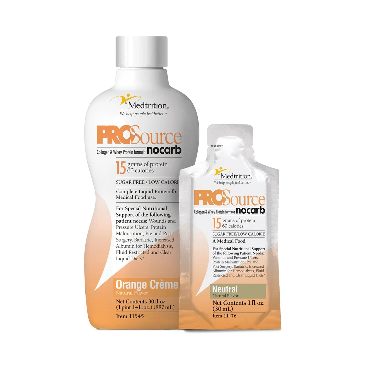 ProSource NoCarb™ Orange Crème Collagen & Whey Protein Formula, 32-ounce Bottle ProSource™ NoCarb