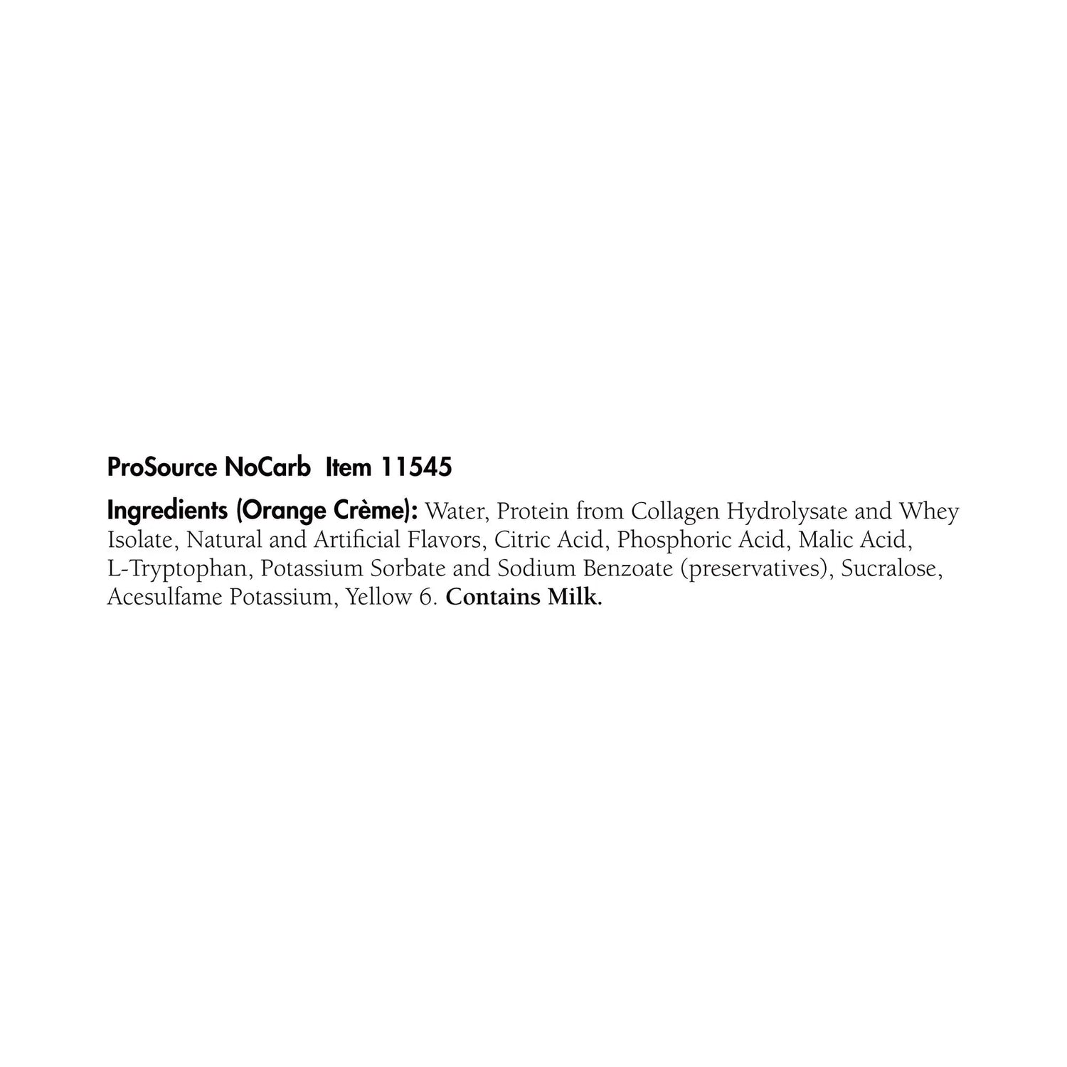 ProSource NoCarb™ Orange Crème Collagen & Whey Protein Formula, 32-ounce Bottle ProSource™ NoCarb