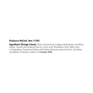 ProSource NoCarb™ Orange Crème Collagen & Whey Protein Formula, 32-ounce Bottle ProSource™ NoCarb