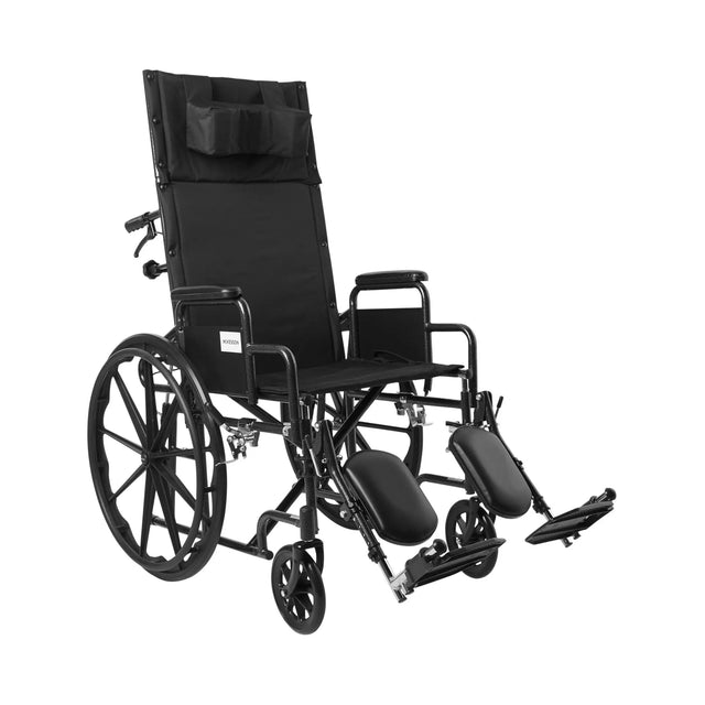 Reclining Wheelchair McKesson Desk Length Arm Swing-Away Elevating Legrest Black Upholstery 20 Inch Seat Width Adult 350 lbs. Weight Capacity McKesson