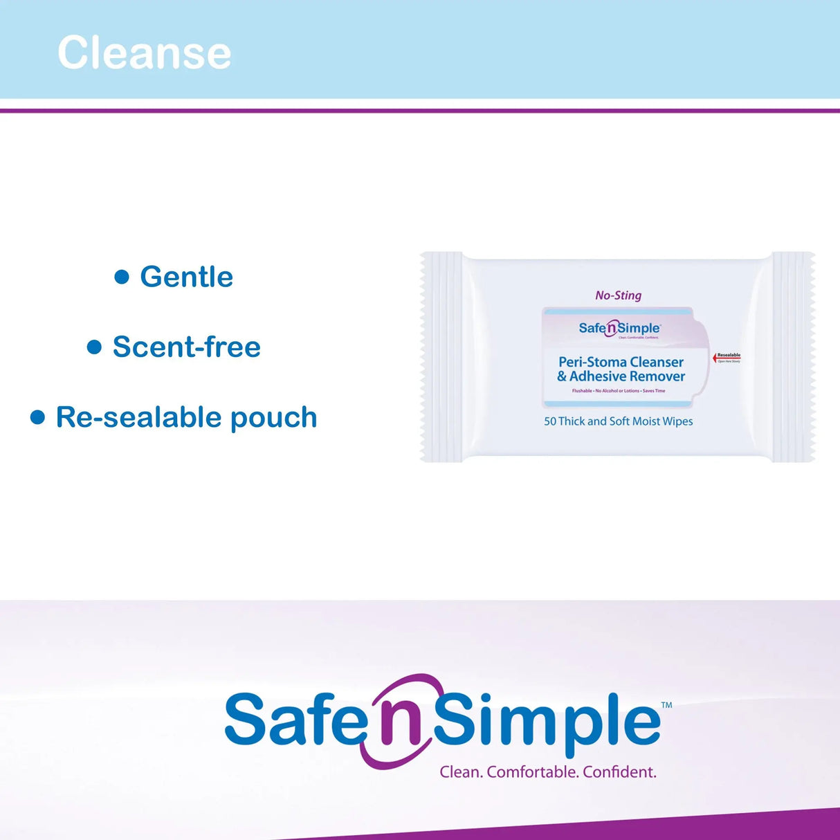 Safe n Simple™ Adhesive Remover Wipes - getMovility