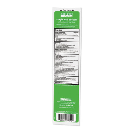 Sage Oral Swabstick Toothette Plus Foam Tip, Cetylpyridinium Chloride .05% Toothette® Plus
