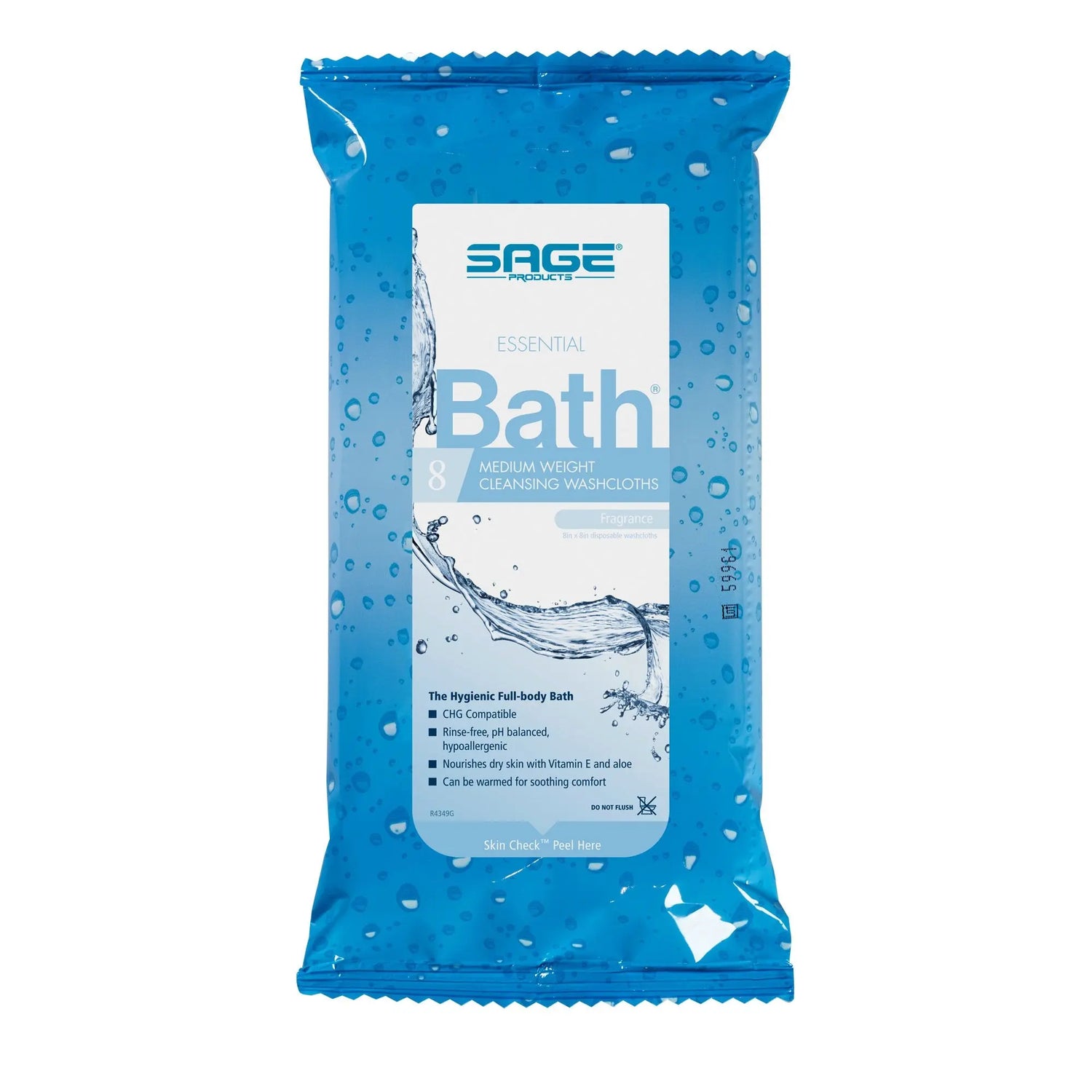 Sage Products Essential Bath Rinse-Free Wipes, Medium Weight, Soft Pack Essential Bath® Medium Weight
