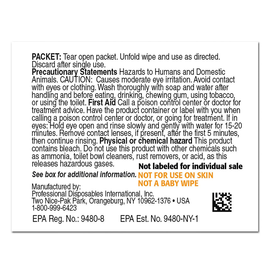 Sani-Cloth® Bleach Surface Disinfectant Cleaner Bleach Wipe, 400 Individual Packets per Pack Sani-Cloth® Bleach