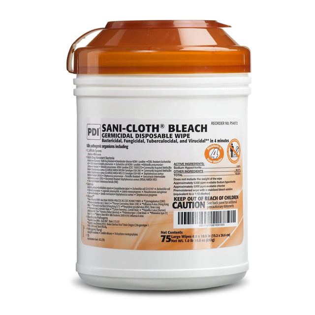 Sani-Cloth® Surface Disinfectant Cleaner Bleach Wipe, 75 Wipes per Canister Sani-Cloth® Bleach