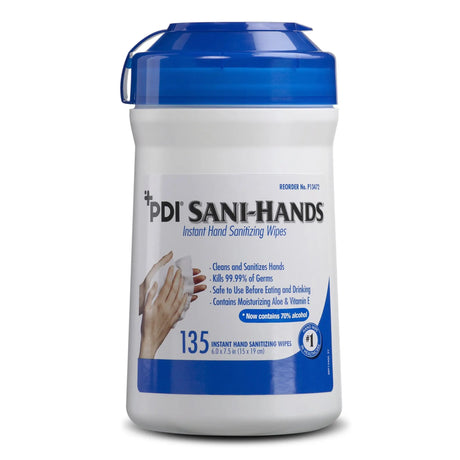 Sani-Hands Hand Sanitizing Wipes, Ethyl Alcohol, Canister, Unscented, 6 X 7.5 Inch Sani-Hands®