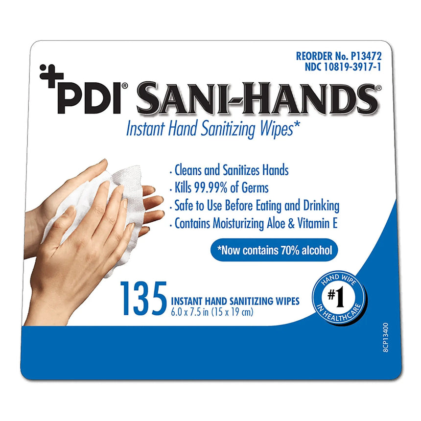 Sani-Hands Hand Sanitizing Wipes, Ethyl Alcohol, Canister, Unscented, 6 X 7.5 Inch Sani-Hands®