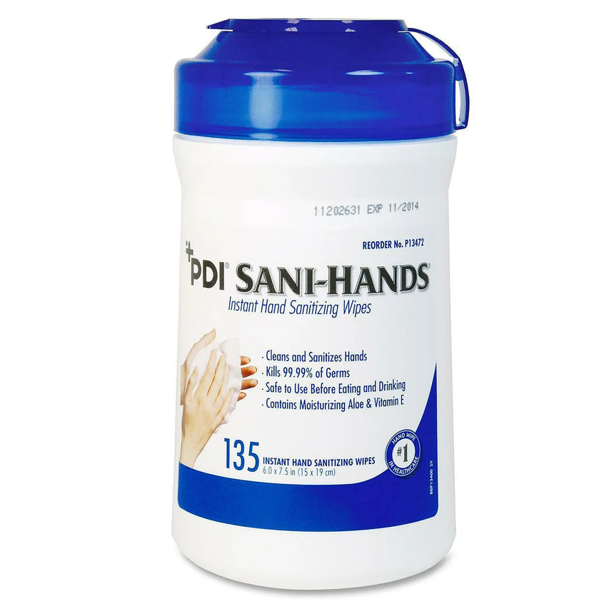 Sani-Hands Hand Sanitizing Wipes, Ethyl Alcohol, Canister, Unscented, 6 X 7.5 Inch Sani-Hands®