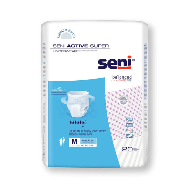 Seni® Active Super Moderate to Heavy Absorbent Underwear, Medium Seni® Active Super
