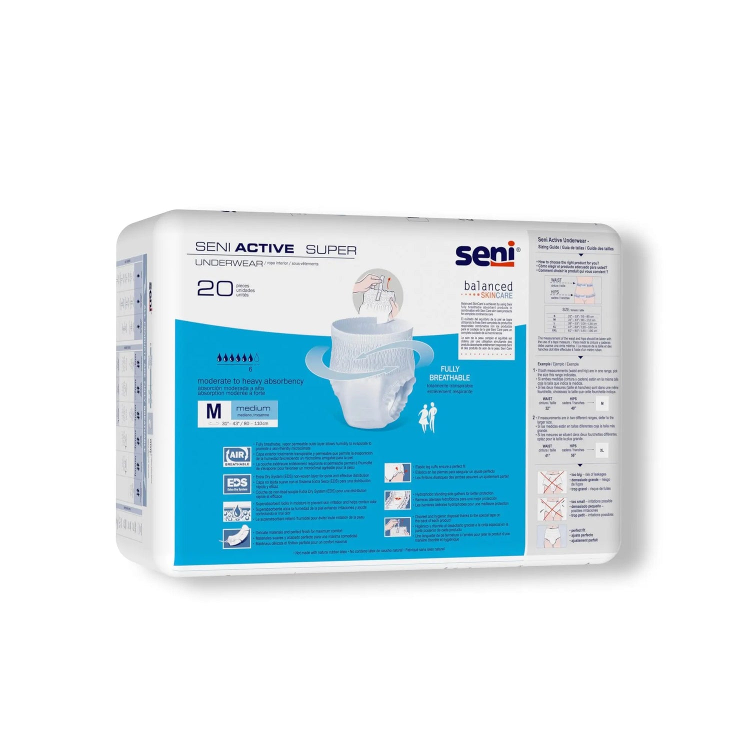 Seni® Active Super Moderate to Heavy Absorbent Underwear, Medium Seni® Active Super