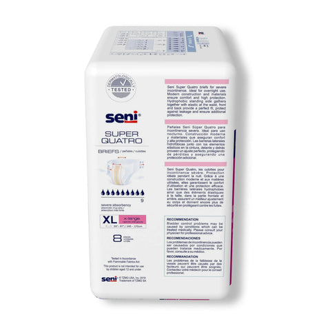 Seni® Super Quatro Severe Absorbency Incontinence Brief, Extra Large Seni® Super Quatro