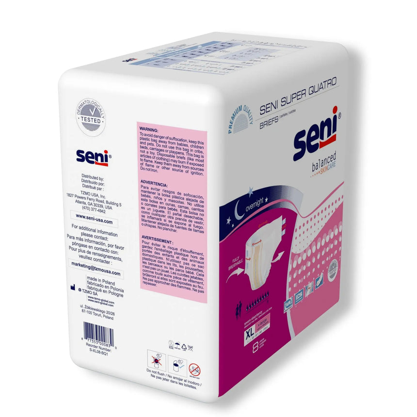 Seni® Super Quatro Severe Absorbency Incontinence Brief, Extra Large Seni® Super Quatro