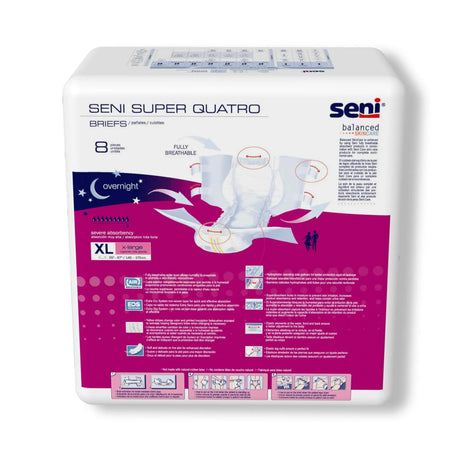 Seni® Super Quatro Severe Absorbency Incontinence Brief, Extra Large Seni® Super Quatro