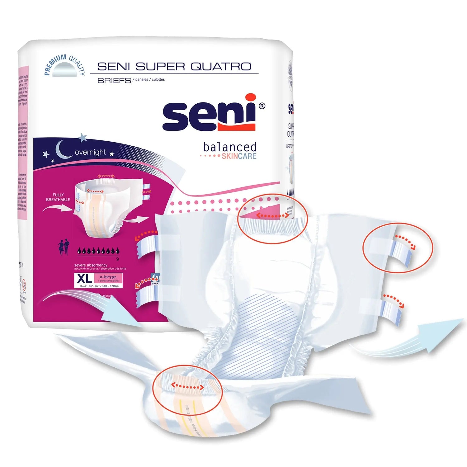 Seni® Super Quatro Severe Absorbency Incontinence Brief, Extra Large Seni® Super Quatro