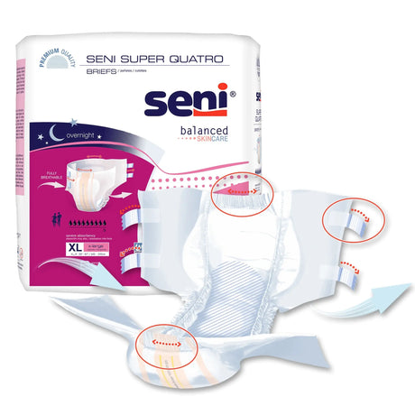 Seni® Super Quatro Severe Absorbency Incontinence Brief, Extra Large Seni® Super Quatro