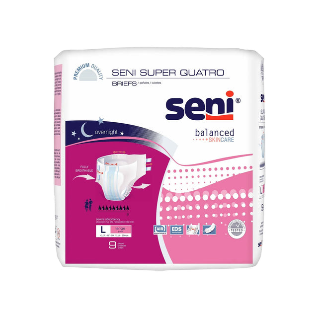 Seni® Super Quatro Severe Absorbency Incontinence Brief, Large Seni® Super Quatro