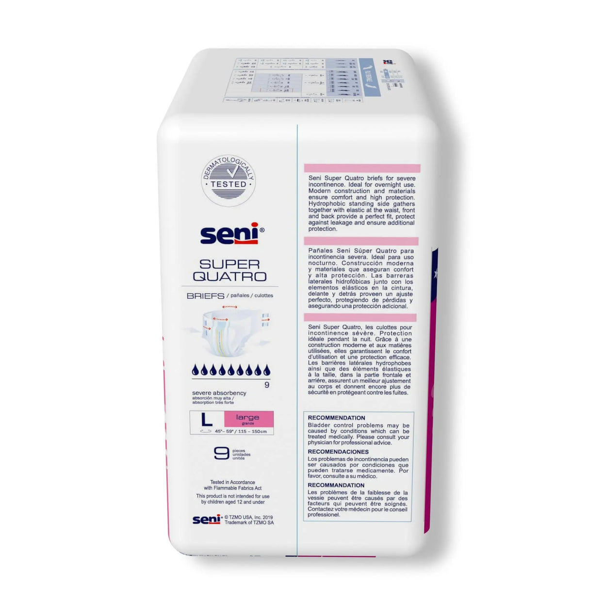 Seni® Super Quatro Severe Absorbency Incontinence Brief, Large Seni® Super Quatro