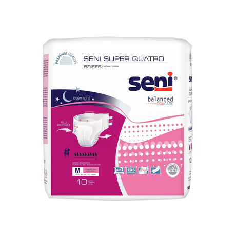 Seni® Super Quatro Severe Absorbency Incontinence Brief, Medium Seni® Super Quatro