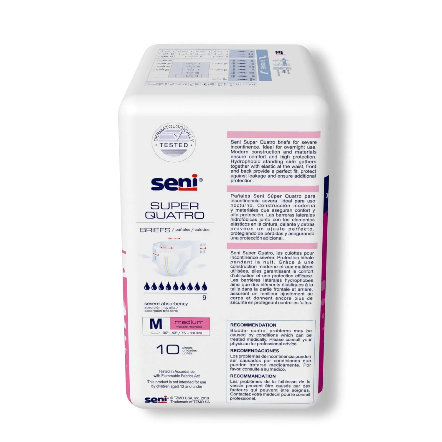 Seni® Super Quatro Severe Absorbency Incontinence Brief, Medium Seni® Super Quatro