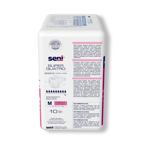 Seni® Super Quatro Severe Absorbency Incontinence Brief, Medium Seni® Super Quatro