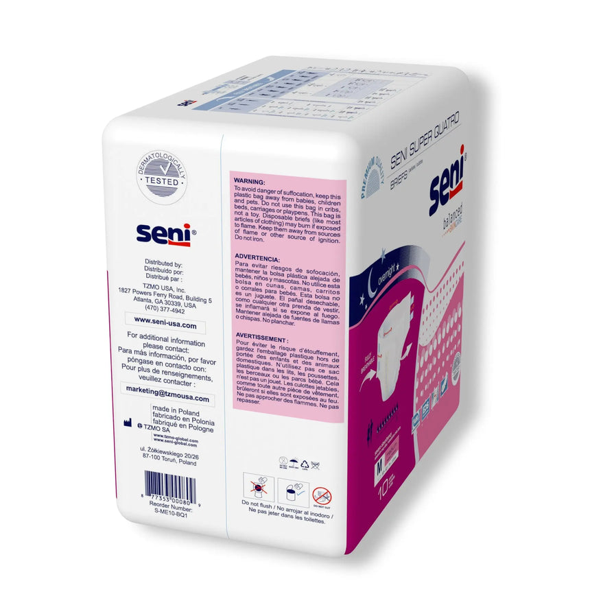 Seni® Super Quatro Severe Absorbency Incontinence Brief, Medium Seni® Super Quatro
