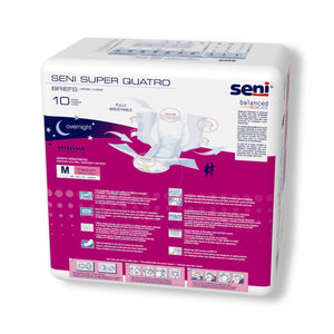 Seni® Super Quatro Severe Absorbency Incontinence Brief, Medium Seni® Super Quatro