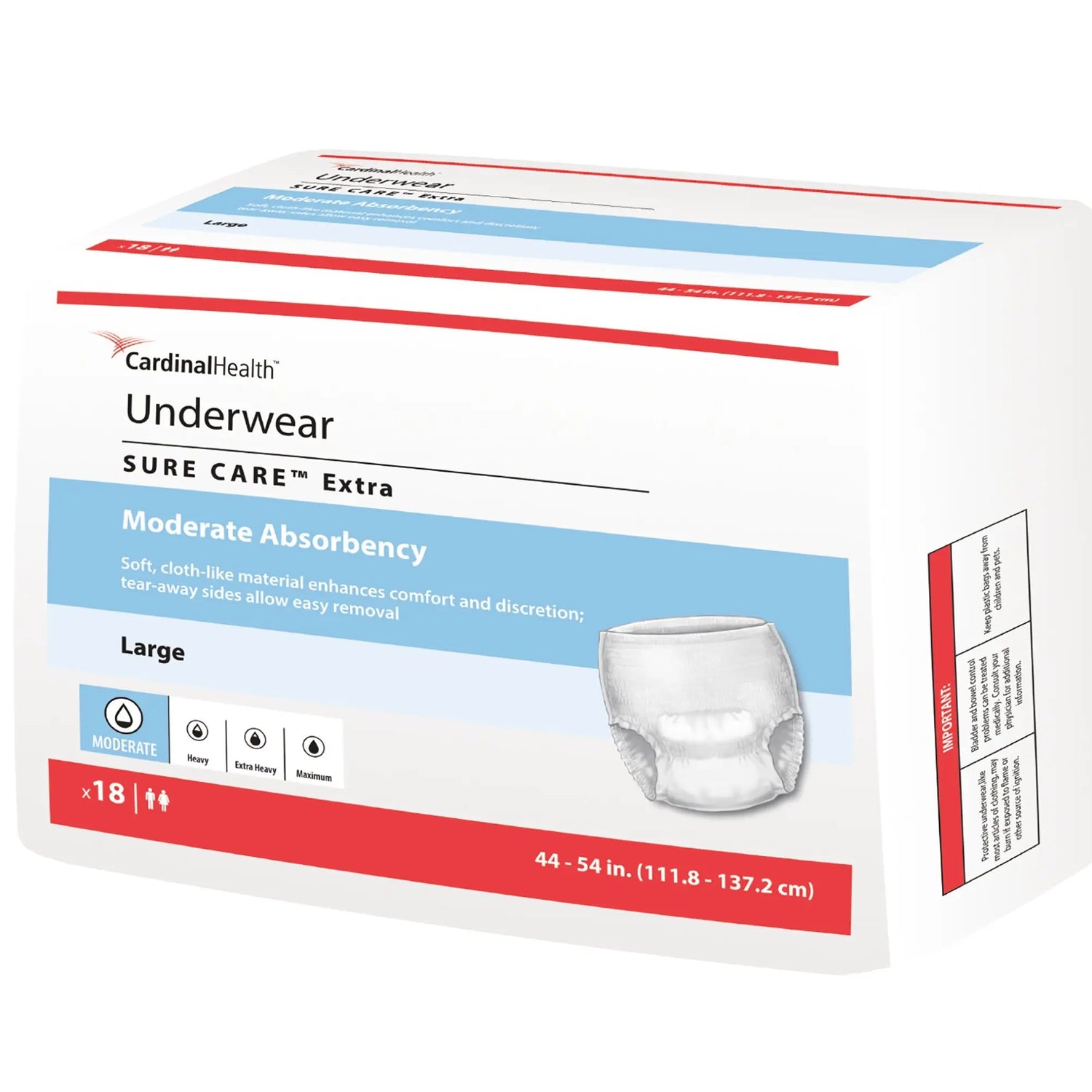 Simplicity Unisex Adult Disposable Underwear, Moderate Absorbency, White, Large, 44 to 54 Inch Waist Simplicity™