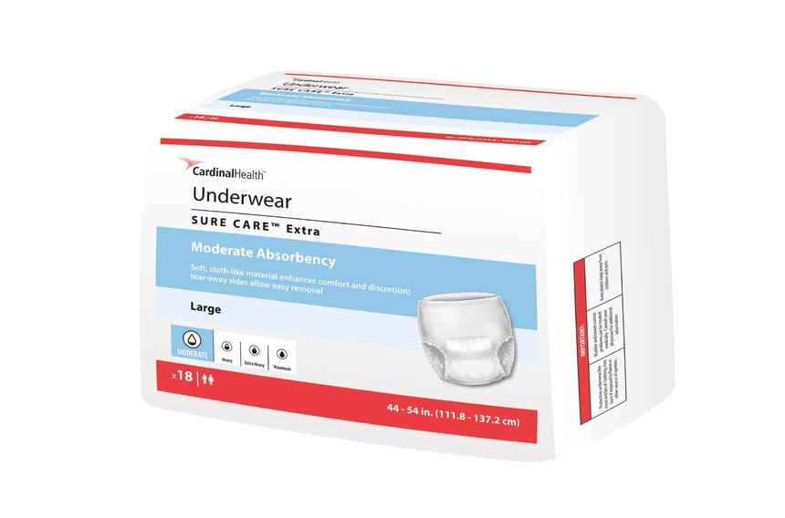 Simplicity Unisex Adult Disposable Underwear, Moderate Absorbency, White, Large, 44 to 54 Inch Waist Simplicity™