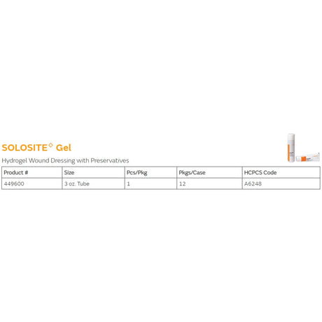 Solosite Hydrogel Dressing, 3-ounce tube Solosite