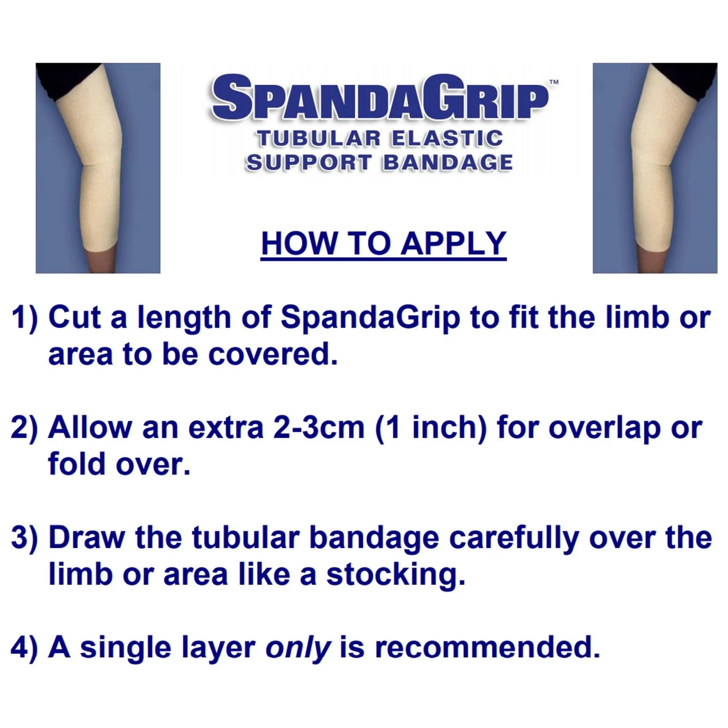 SpandaGrip™ Elastic Tubular Support Bandage, 4 Inch x 11 Yard SpandaGrip™