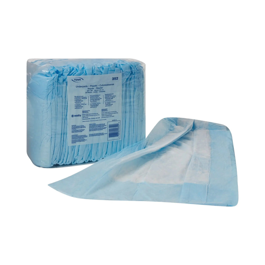 TENA Regular Underpads, Light Absorbency, Blue, Disposable, Latex-Free, 23 X 36 Inch TENA® Regular