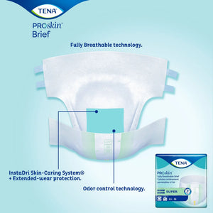Tena Super Incontinence Briefs, Absorbent, Odor Control TENA ProSkin™ Super