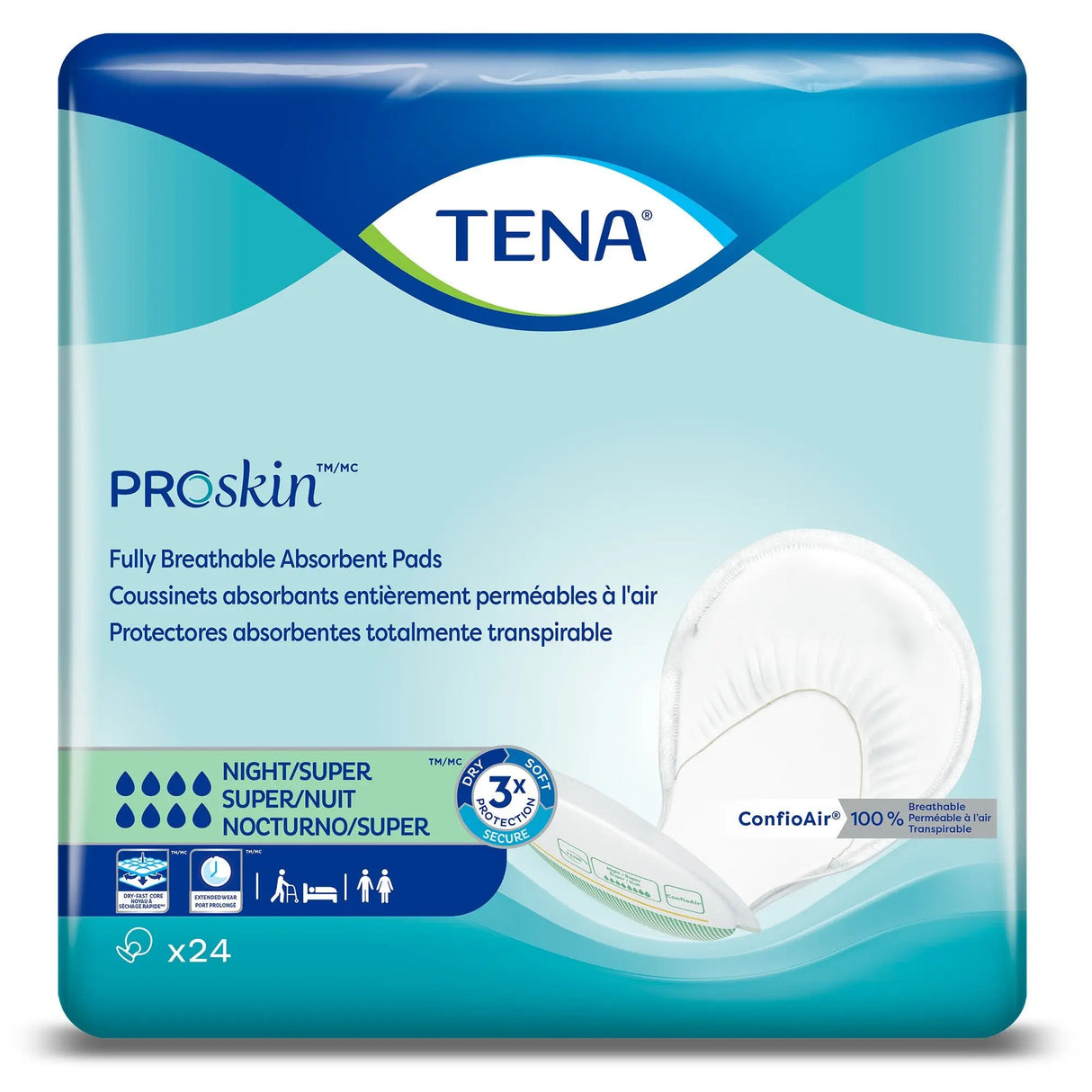 Tena® Night Super™ Bladder Control Pad, 27-Inch Length TENA ProSkin™ Night Super