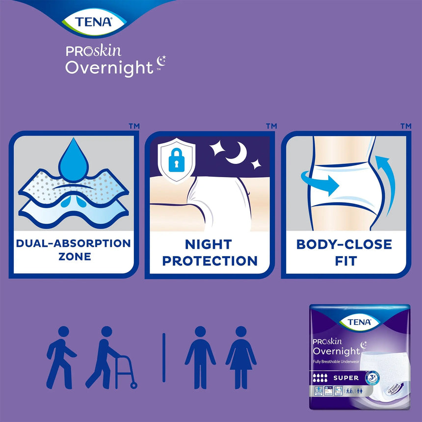 Tena® Overnight Super Absorbent Underwear, Medium TENA® ProSkin™ Overnight Super