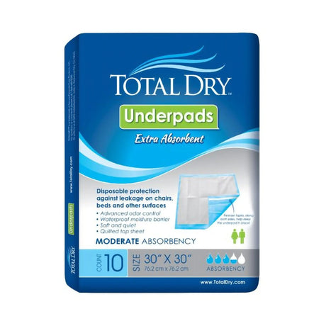 TotalDry Incontinence Underpads, Heavy Absorbency, Disposable, Blue, 30 X 30 Inch TotalDry™