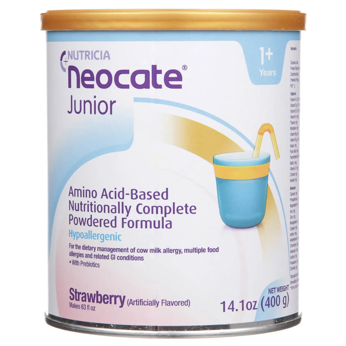 Neocate® Junior with Prebiotics Strawberry Pediatric Oral Supplement / Tube Feeding Formula, 14.1 oz. Can Neocate® Junior with Prebiotics