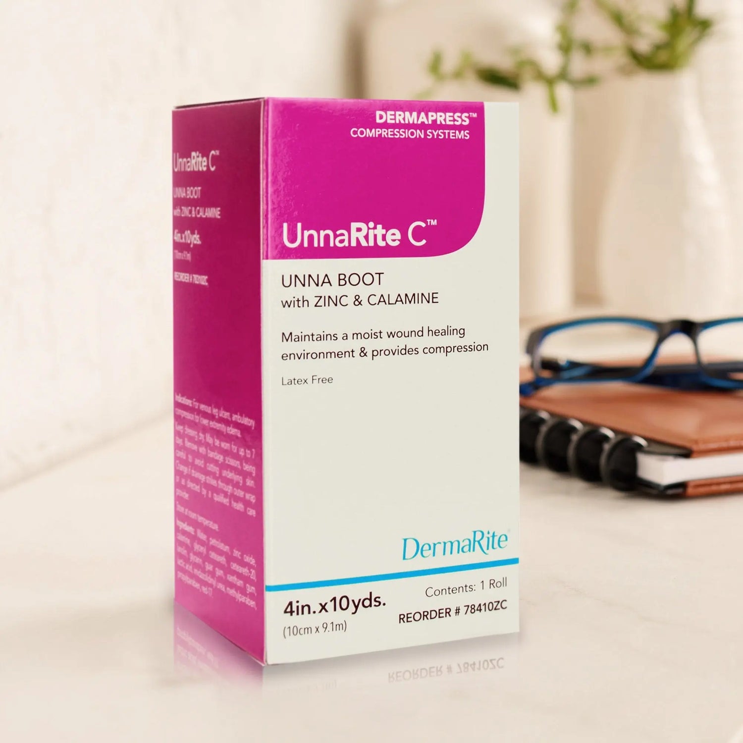 UnnaRite C™ Unna Boot with Calamine and Zinc Oxide, 4 Inch x 10 Yard UnnaRite C™